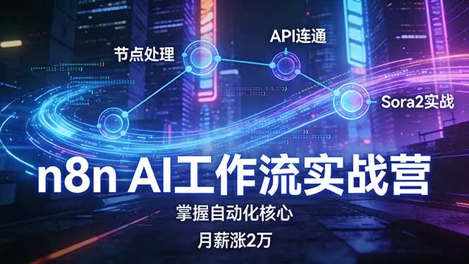 n8n AI工作流实战营，节点处理+API连通+Sora2实战，掌握自动化核心月薪涨2万 - 项目资源网