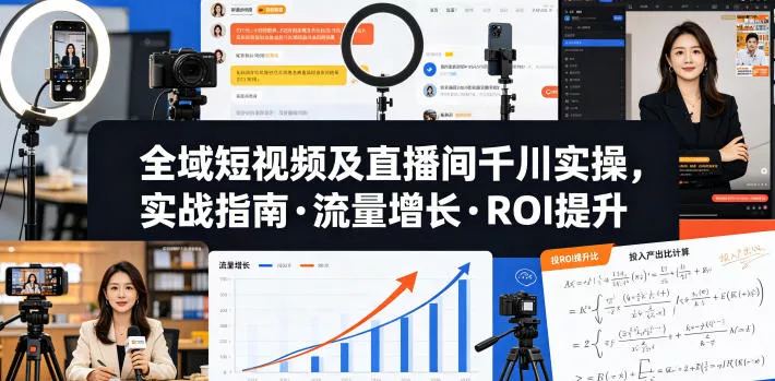 全域短视频及直播间千川实操，实战指南·流量增长·ROI提升(更新) - 项目资源网