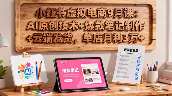 小红书虚拟电商9月课：AI原创技术+爆款笔记制作+云端发货，单店月利3万+ - 项目资源网