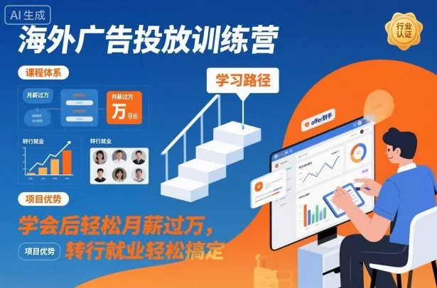 海外广告投放训练营,学会后轻松月薪过万,转行就业轻松搞定