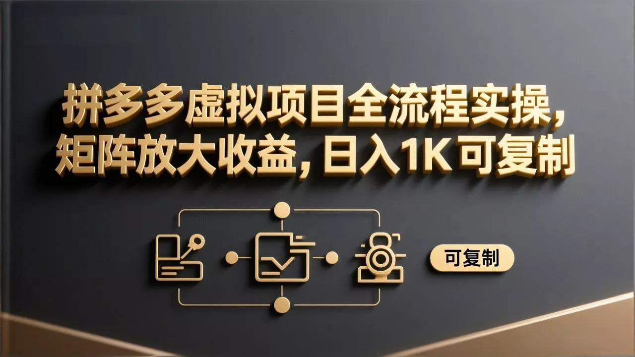 拼多多虚拟项目全流程实操，矩阵放大收益，日入 1K 可复制 - 项目资源网