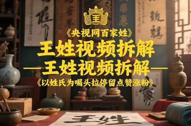 央视网百家姓–王姓视频拆解，以姓氏为噱头拉停留点赞涨粉 - 项目资源网