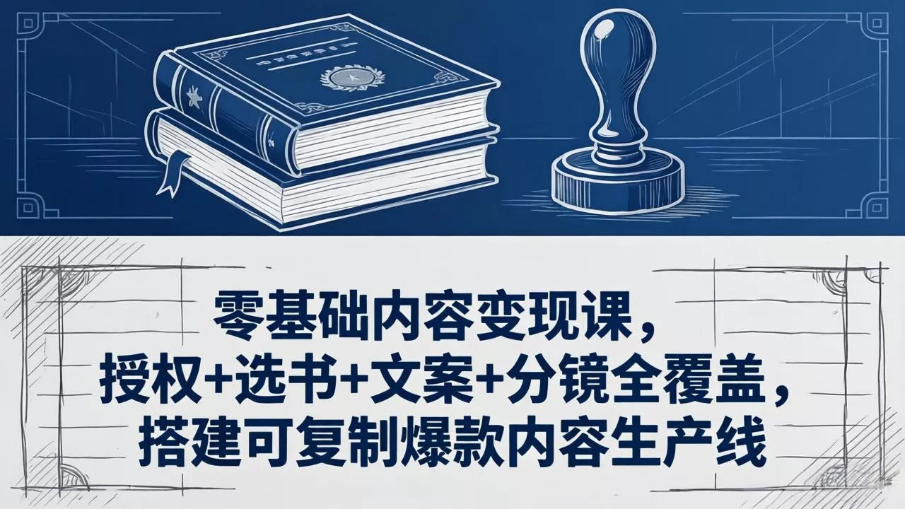 零基础内容变现课，授权+选书+文案+分镜全覆盖，搭建可复制爆款内容生产线 - 项目资源网