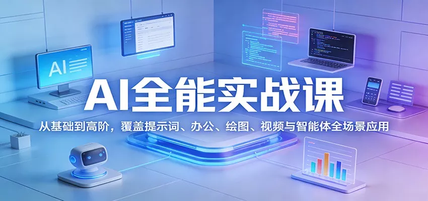 AI全能实战课：从基础到高阶，覆盖提示词、办公、绘图、视频与智能体全场景应用 - 项目资源网