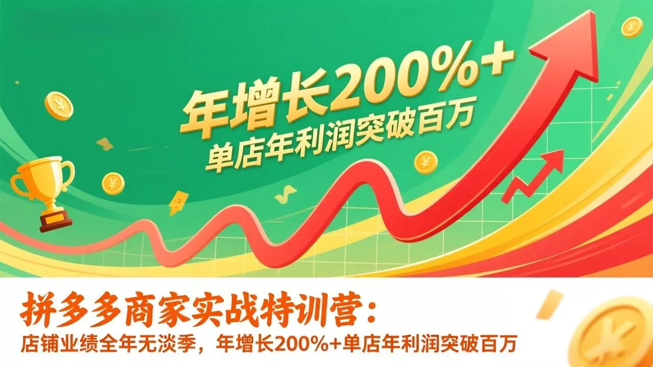 拼多多商家实战特训营：店铺业绩全年无淡季，年增长200%+单店年利润突破百万(26年更新 - 项目资源网
