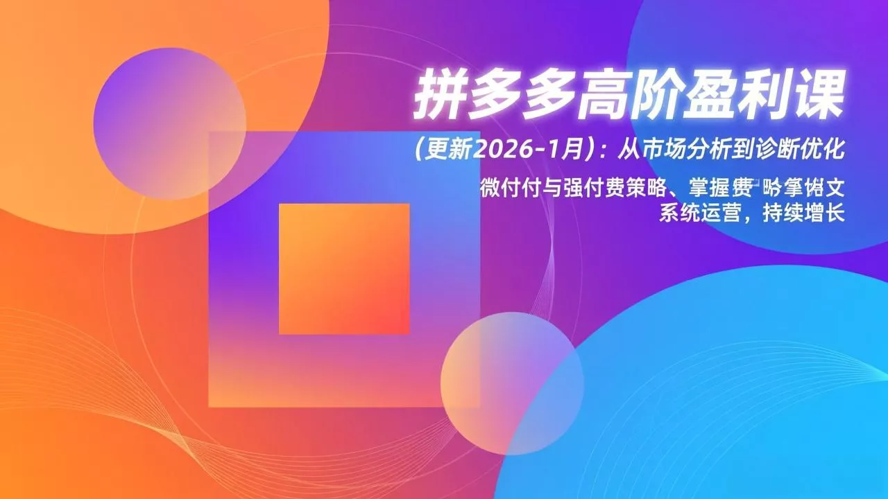 拼多多高阶盈利课(更新2026-1月 - 项目资源网