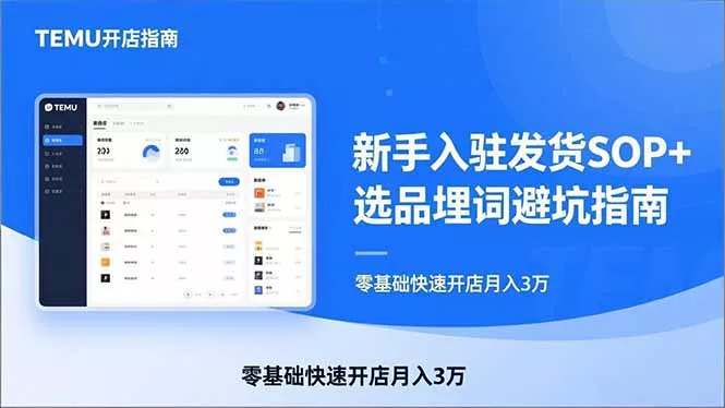 TEMU从入门到爆单：新手入驻发货SOP+选品埋词避坑指南，零基础快速开店月入3万 - 项目资源网