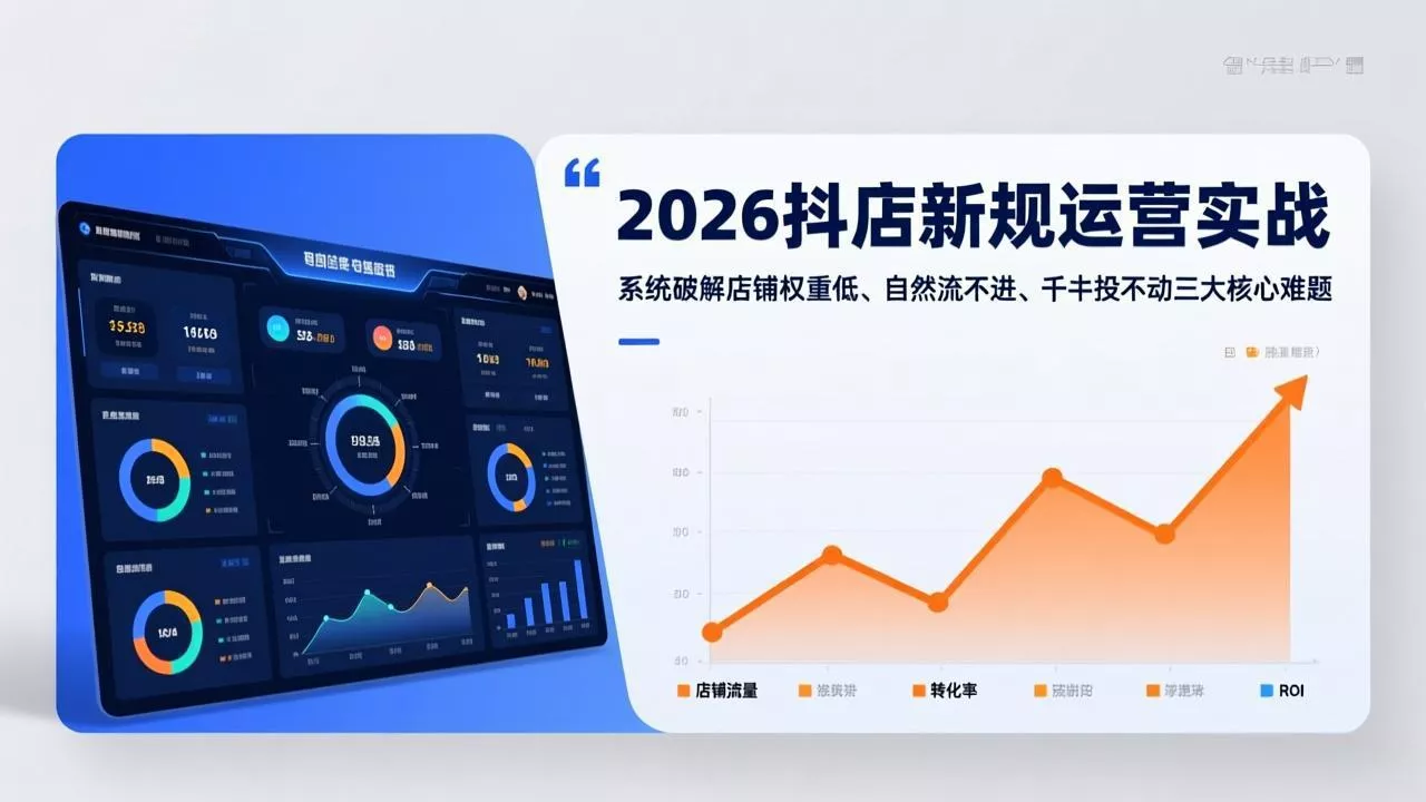 2026抖店新规运营实战：系统破解店铺权重低、自然流不进、千川投不动三大核心难题 - 项目资源网