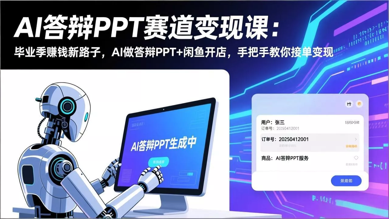 AI答辩PPT赛道变现课：毕业季赚钱新路子，AI做答辩PPT+闲鱼开店，手把手教你接单变现 - 项目资源网