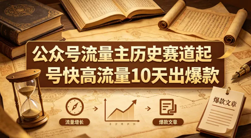 公众号流量主之历史赛道，起号快+高流量，10天就能出爆款！ - 项目资源网