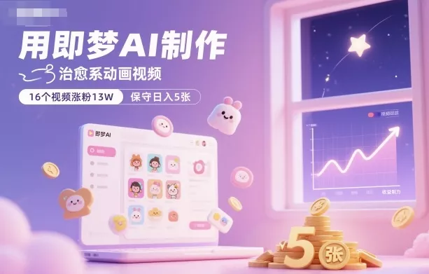 用即梦AI制作治愈系动画视频，16个视频涨粉13W，保守日入5张 - 项目资源网