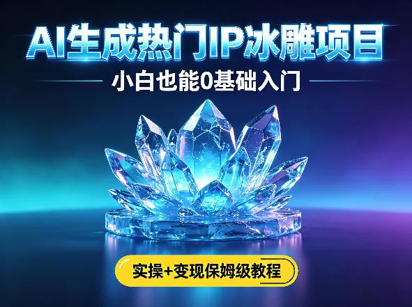 AI生成热门ip冰雕项目，小白也能0基础入门，实操+变现保姆级教程 - 项目资源网