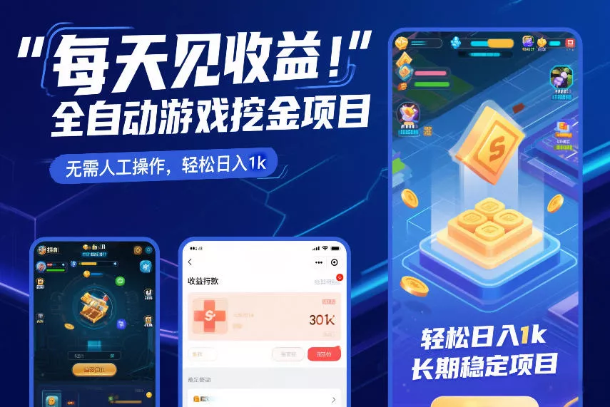 每天见收益，全自动游戏挖金项目，无需人工操作，轻松日入1k，长期稳定项目【揭秘】 - 项目资源网