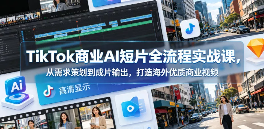TikTok商业AI短片全流程实战课，从需求策划到成片输出，打造海外优质商业视频 - 项目资源网