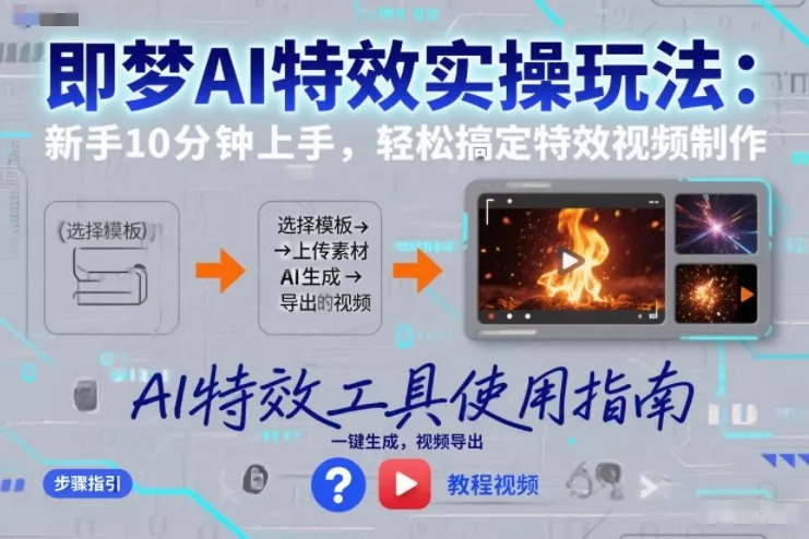即梦AI特效实操玩法：新手10分钟上手，轻松搞定特效视频制作 - 项目资源网
