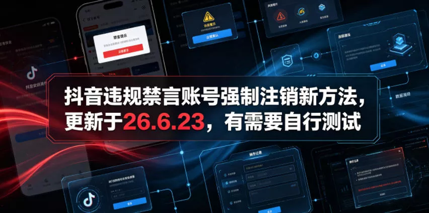 抖音违规禁言账号强制注销新方法，更新于26.6.23，有需要自行测试 - 项目资源网