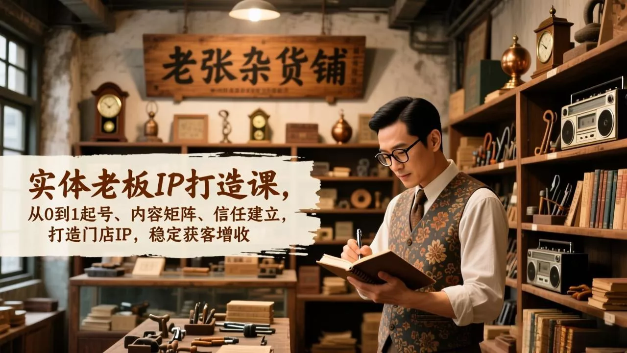 实体老板IP打造课，从0到1起号、内容矩阵、信任建立，打造门店IP，稳定获客增收 - 项目资源网
