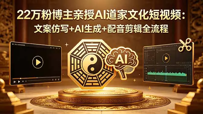 22万粉博主亲授AI道家文化短视频：文案仿写+AI生成+配音剪辑全流程 - 项目资源网
