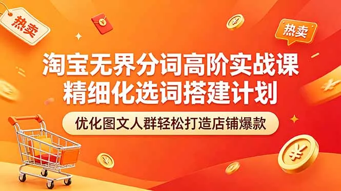 淘宝无界分词高阶实战课 精细化选词搭建计划 优化图文人群轻松打造店铺爆款 - 项目资源网