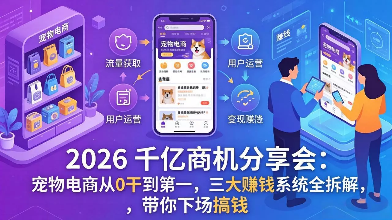 2026 千亿商机分享会:宠物电商从0干到第一,三大赚钱系统全拆解,带你下场搞钱 2026 千亿商机分享会:宠物电商从0干到第一,三大赚钱系统全拆解,带你下场搞钱