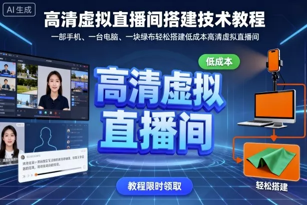 高清虚拟直播间搭建技术教程，一部手机、一台电脑、一块绿布轻松搭建低成本高清虚拟直播间 - 项目资源网