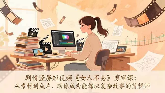 剧情竖屏短视频《女人不易》剪辑课:从素材到成片、助你成为能驾驭复杂故事的剪辑师 剧情竖屏短视频《女人不易》剪辑课:从素材到成片、助你成为能驾驭复杂故事的剪辑师