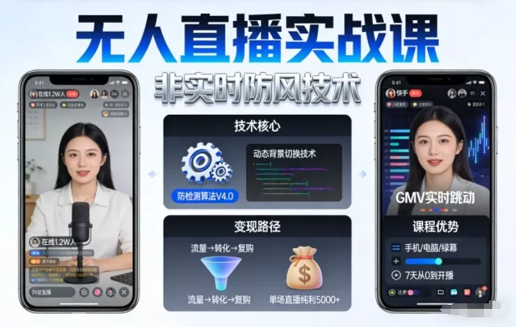 宝子哥无人直播实战课，非实时防风技术，聚焦抖音快手等平台直播带货，轻松开启直播变现之路(更新2026年3月底) - 项目资源网