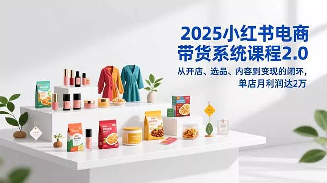 2025小红书电商带货系统课程2.0，从开店、选品、内容到变现的闭环，单店月利润达2万 - 项目资源网
