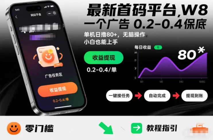 最新首码平台,一个广告 0.2-0.4 保底,单机日撸80+,可矩阵无脑操作,小白也能上手【揭秘】 最新首码平台,一个广告 0.2-0.4 保底,单机日撸80+,可矩阵无脑操作,小白也能上手【揭秘】