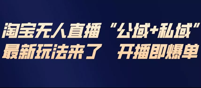 淘宝无人直播完整教程，公试+私域，最新玩法来了，开播即爆单 - 项目资源网