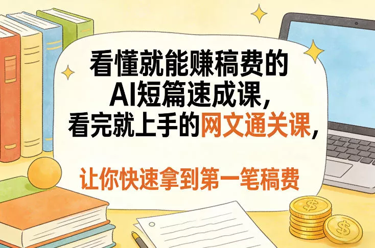 看懂就能賺稿费的AI短篇速成课，看完就上手的网文通关课，让你快速拿到第一笔稿费(更新4月) - 项目资源网