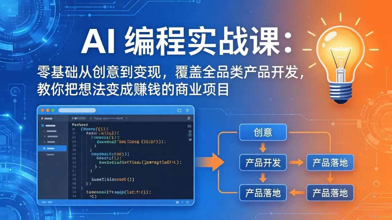 AI编程实战课-第三期：零基础从创意到变现，覆盖全品类产品开发，把想法变成赚钱的商业项目 - 项目资源网