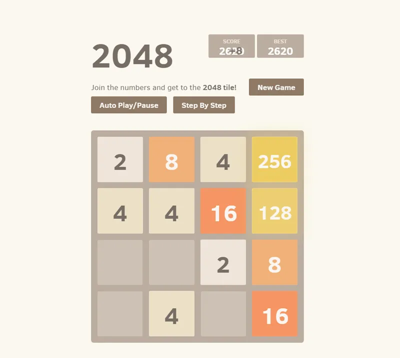 HTML+JS开发的2048方块游戏网页源码(带AI功能)-云浩资源站