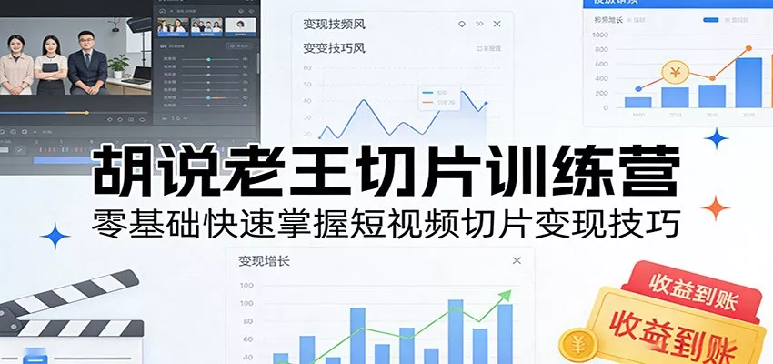 胡说老王切片训练营，零基础快速掌握短视频切片变现技巧 - 项目资源网