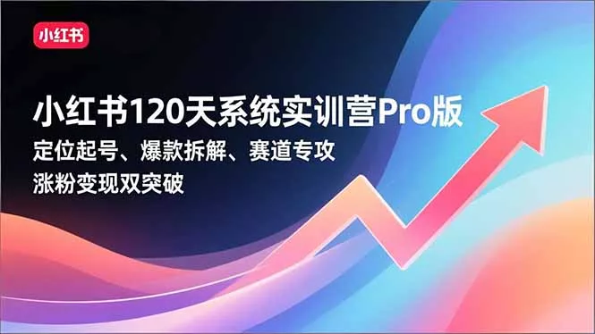 小红书120天系统实训营Pro版，定位起号、爆款拆解、赛道专攻，实现涨粉变现双突破 - 项目资源网