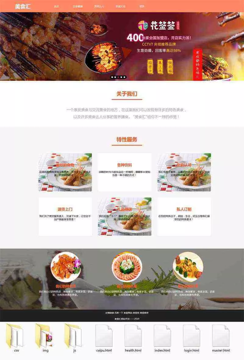 健康美食交流网站html模板 - 项目资源网