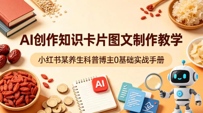 AI创作知识卡片图文制作教学，小红书某养生科普博主0基础实战手册 - 项目资源网