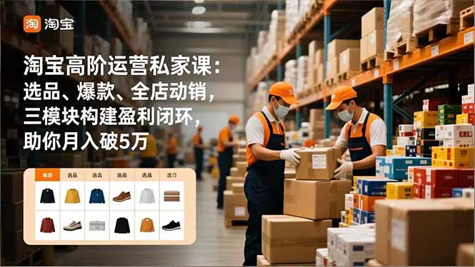 淘宝高阶运营私家课：选品、爆款、全店动销，三模块构建盈利闭环，助你月入破5万 - 项目资源网