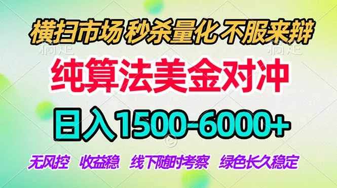 2026美金掘金新风口-纯算法对冲震撼上线！日入1500-6000+，长久合规稳健，轻松摆脱死工资，… - 项目资源网