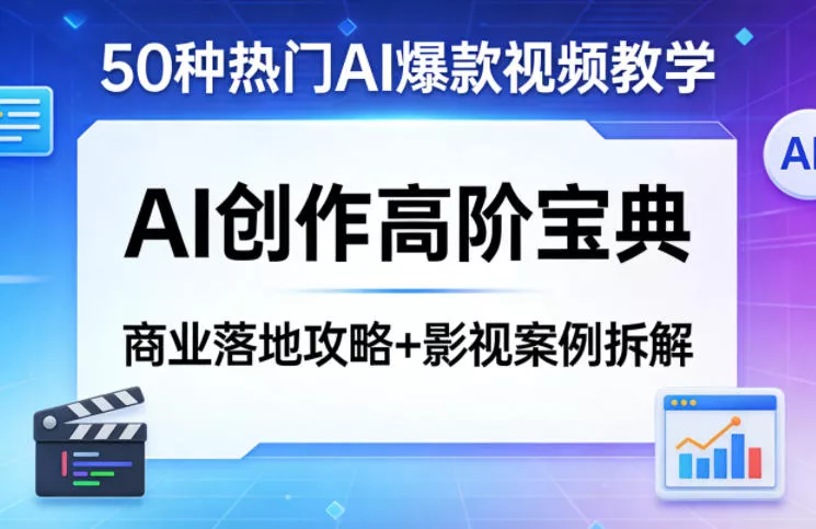 50种热门AI爆款视频教学，AI创作高阶宝典，商业落地攻略+影视案例拆解 - 项目资源网